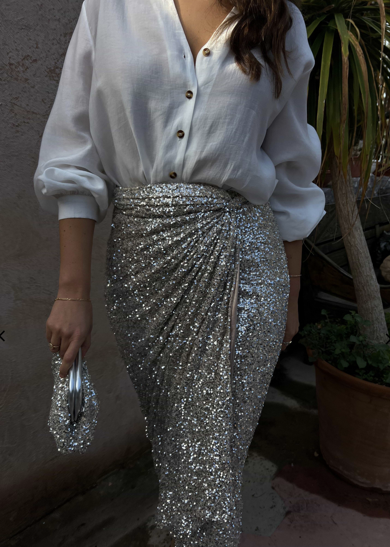 Never Fully Dressed Jaspre Sequin Maxi Wrap Skirt