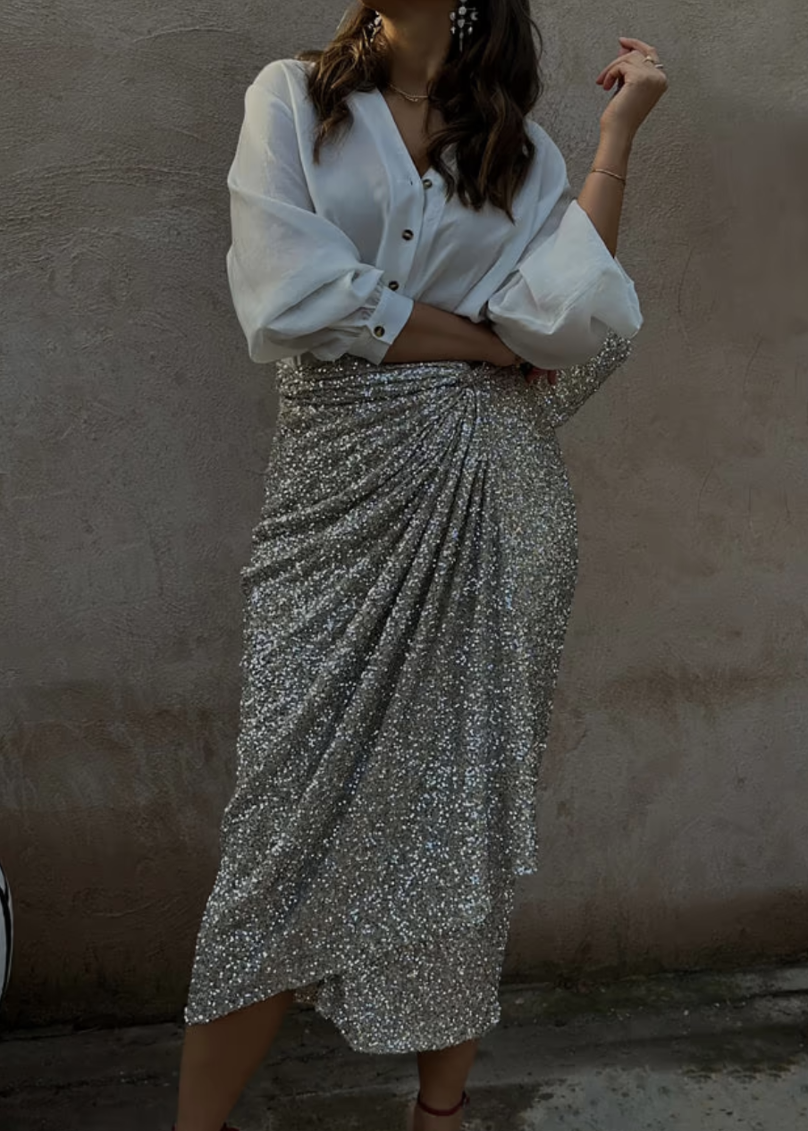 Never Fully Dressed Jaspre Sequin Maxi Wrap Skirt