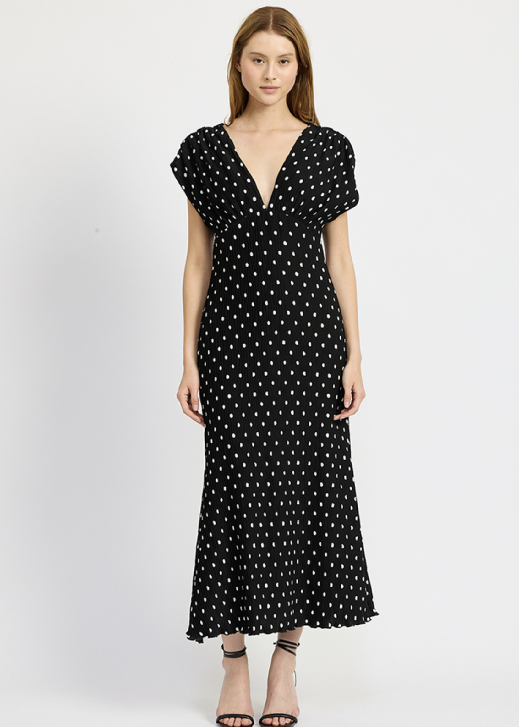 En Saison Wave Pleat Angel Maxi Dress