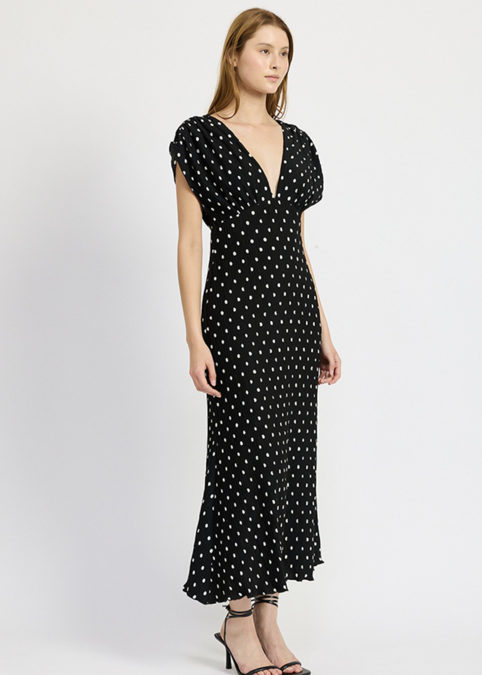En Saison Wave Pleat Angel Maxi Dress