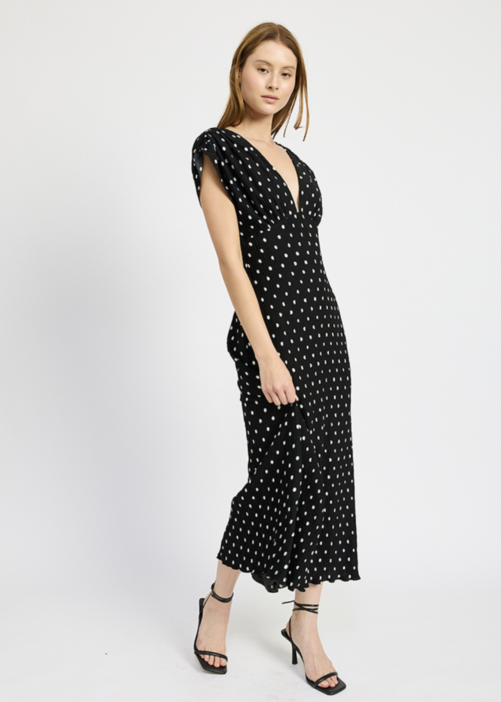 En Saison Wave Pleat Angel Maxi Dress