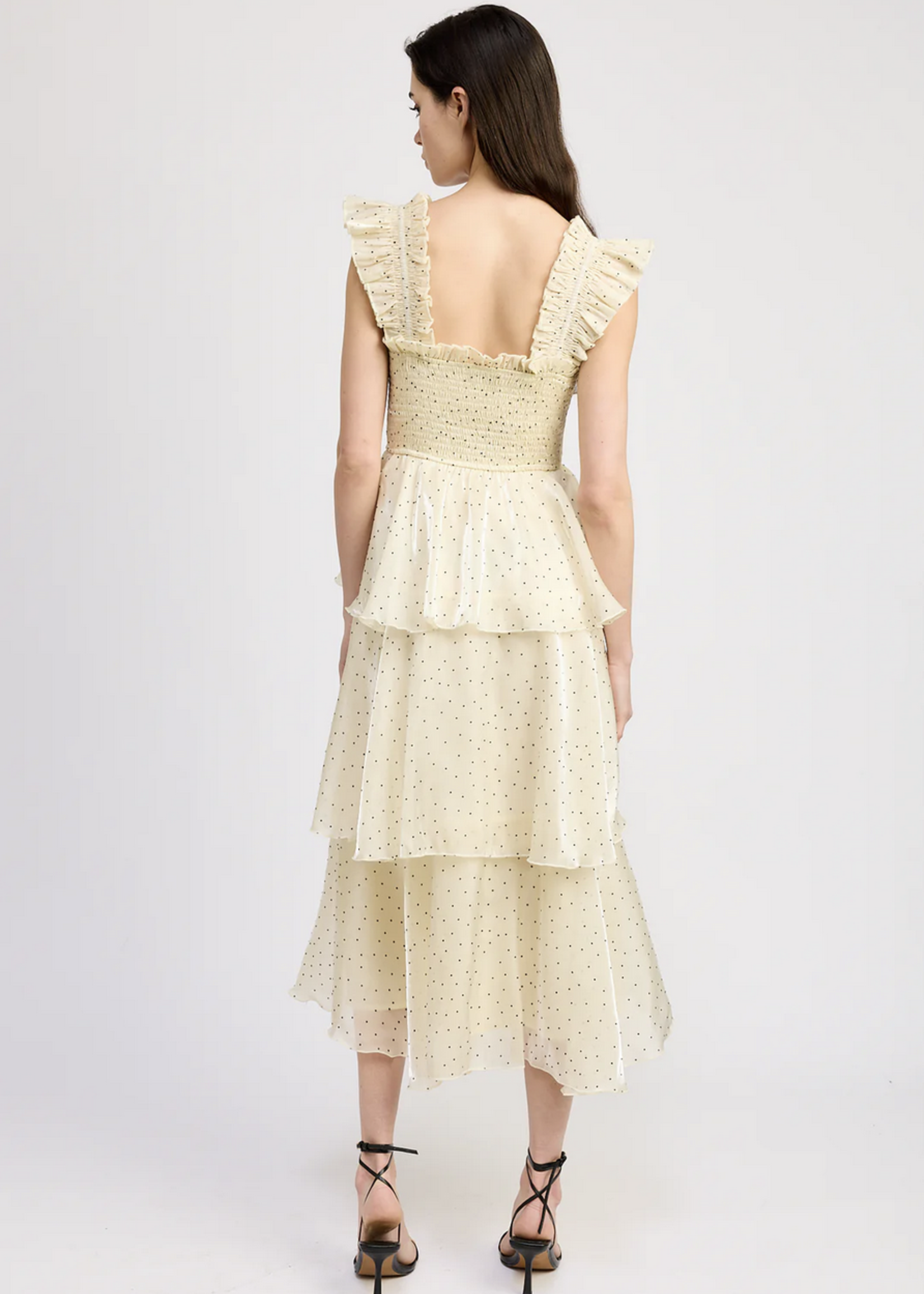 En Saison Flocked Organza Midi Dress