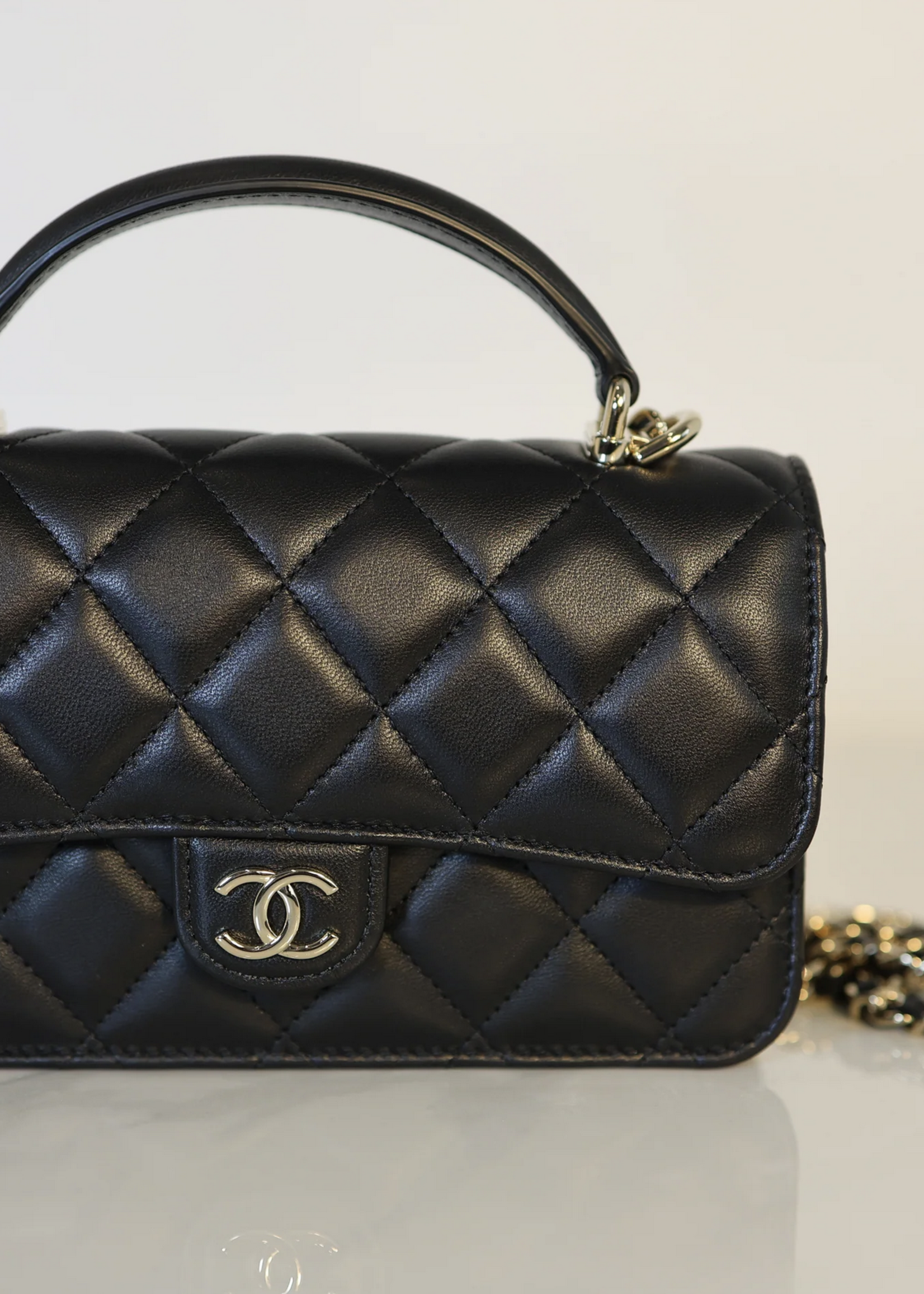 CHANEL Phone Holder on Chain with Top Handle