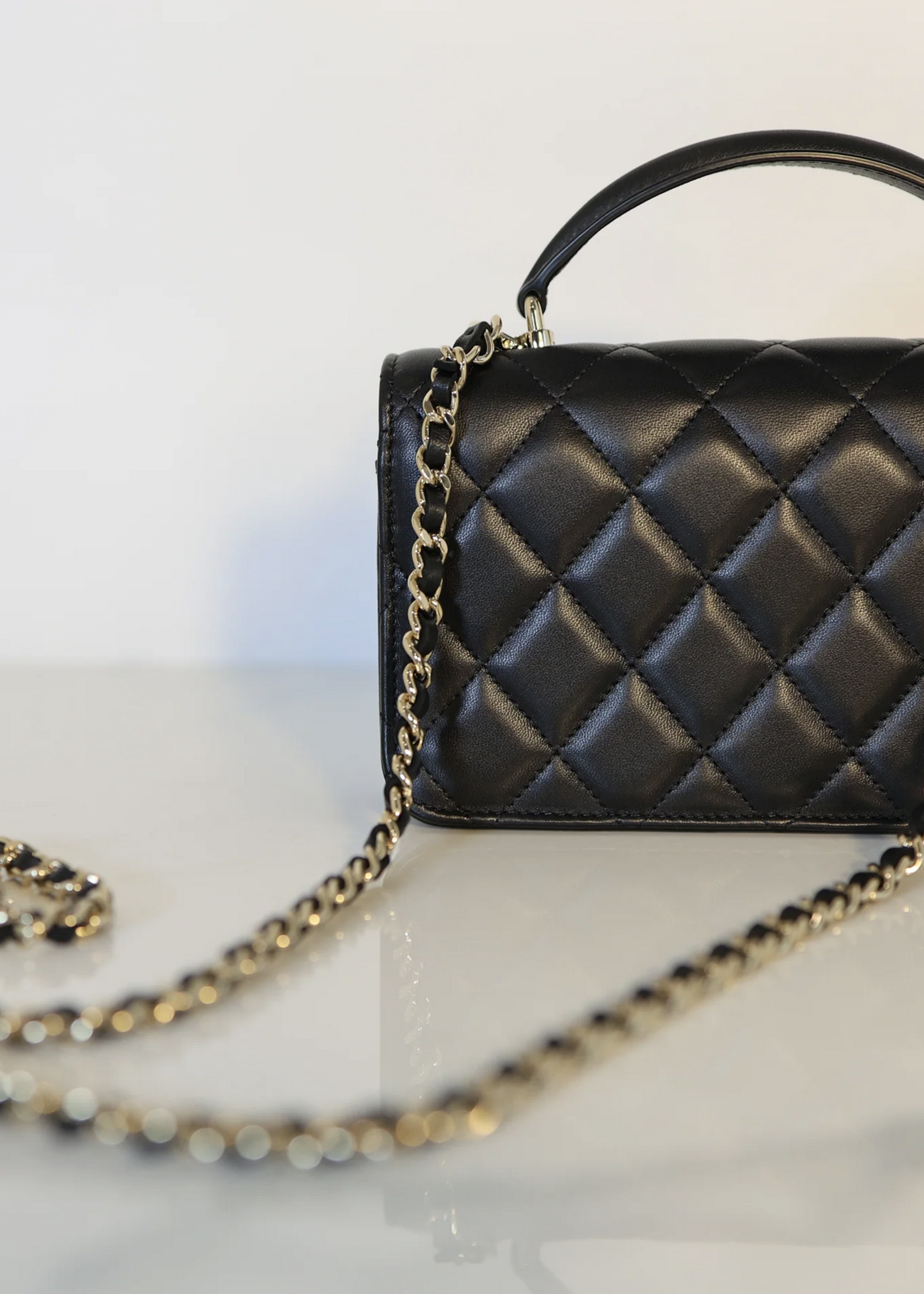 CHANEL Phone Holder on Chain with Top Handle