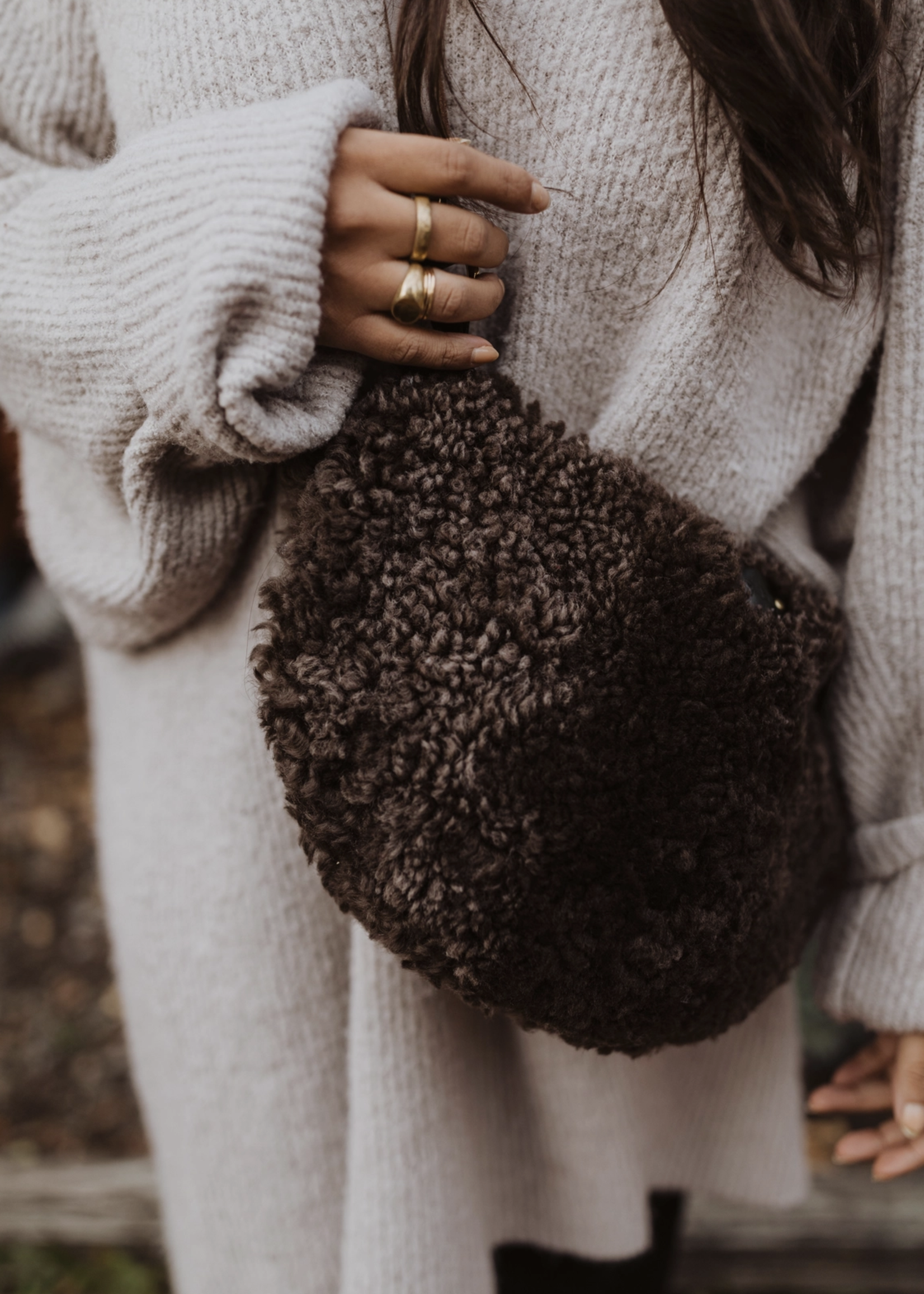 YBH Shearling Sling Rich Brown