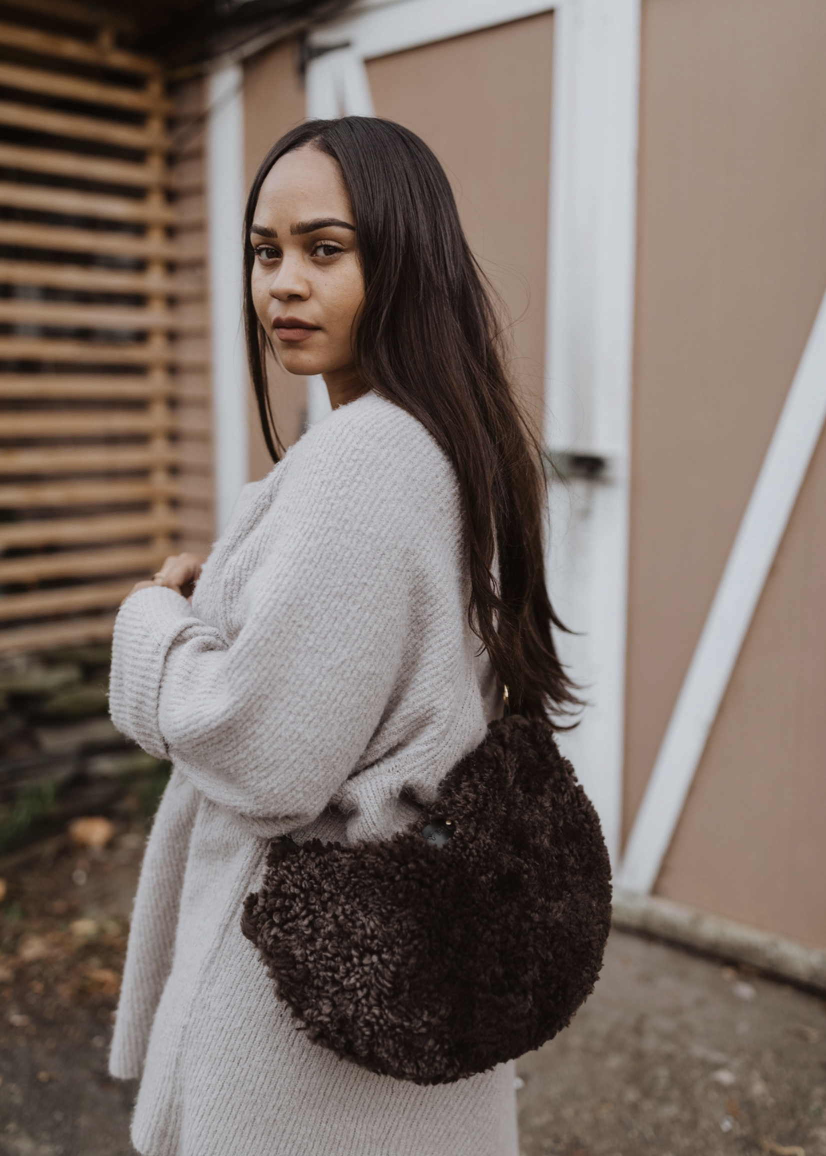 YBH Shearling Sling Rich Brown