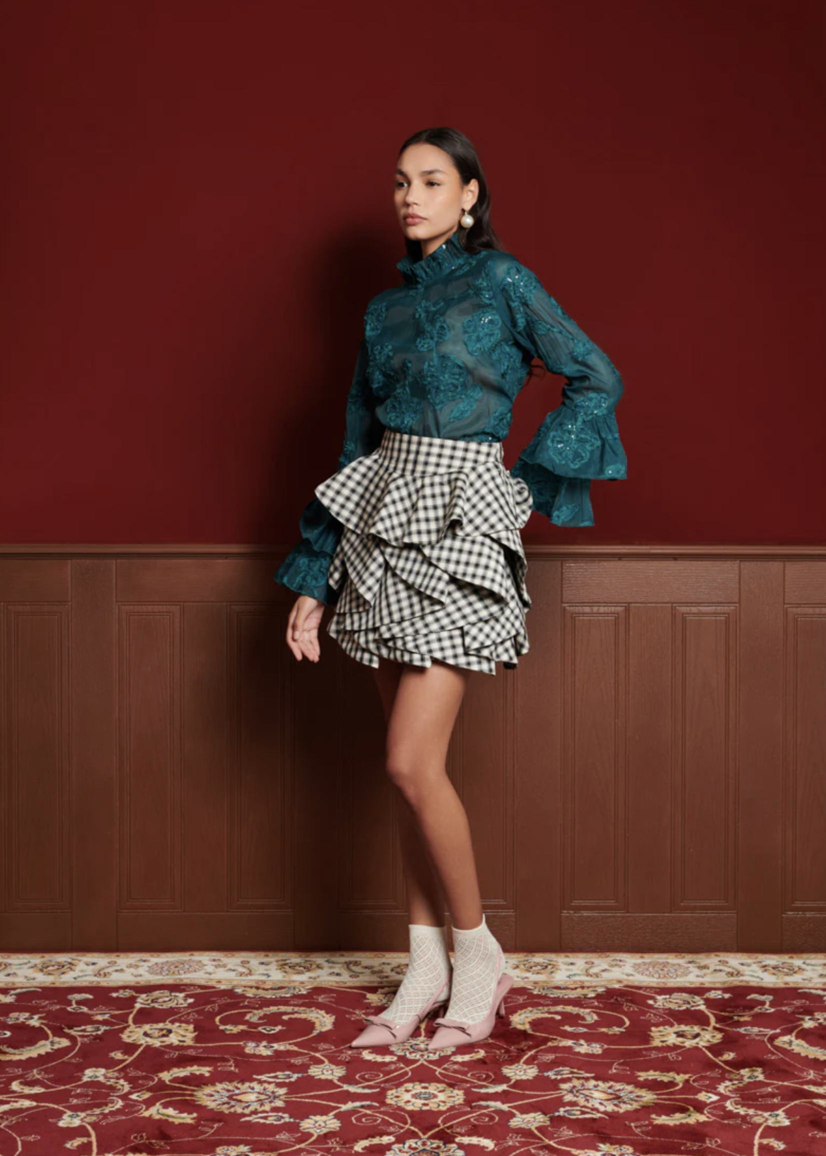 Sister Jane Thelma Check Ruffle Skirt