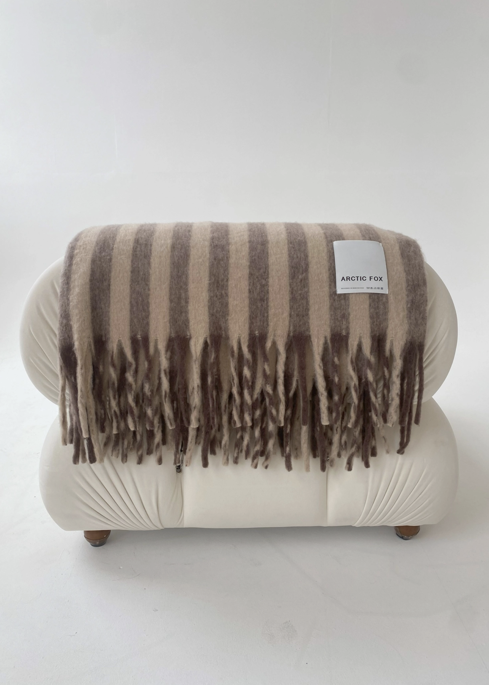 Arctic Fox Wool Stripe Throw Blanket
