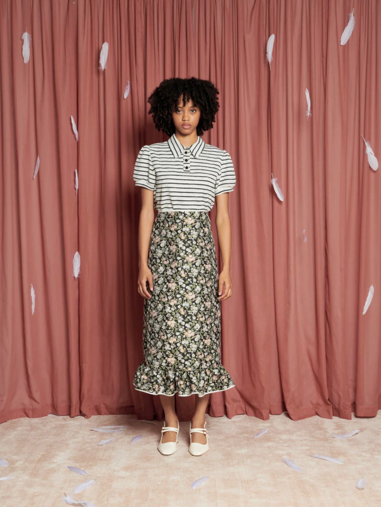 関税込 完売前に【SISTER JANE】Graces Jacquard Midi Skirt Sister Jane Graces Jacquard Midi Skirt - Ladybird