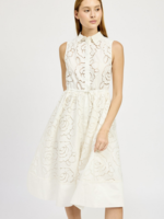 En Saison Embroidered Collar Midi Dress