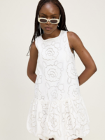 En Saison Embroidered Bubble Hem Mini Dress