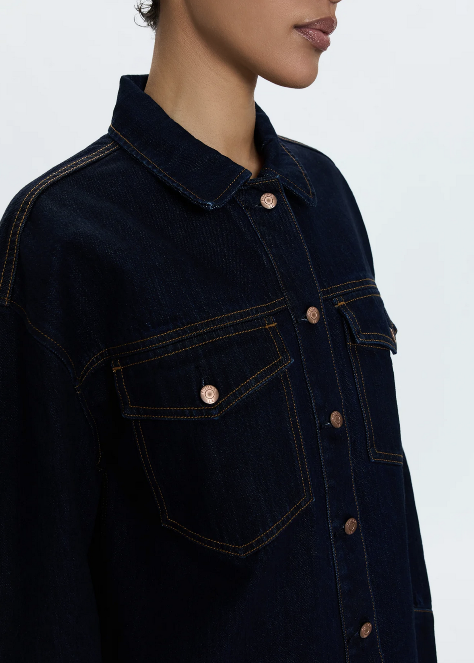PISTOLA Mandy Crop Oversized Shacket