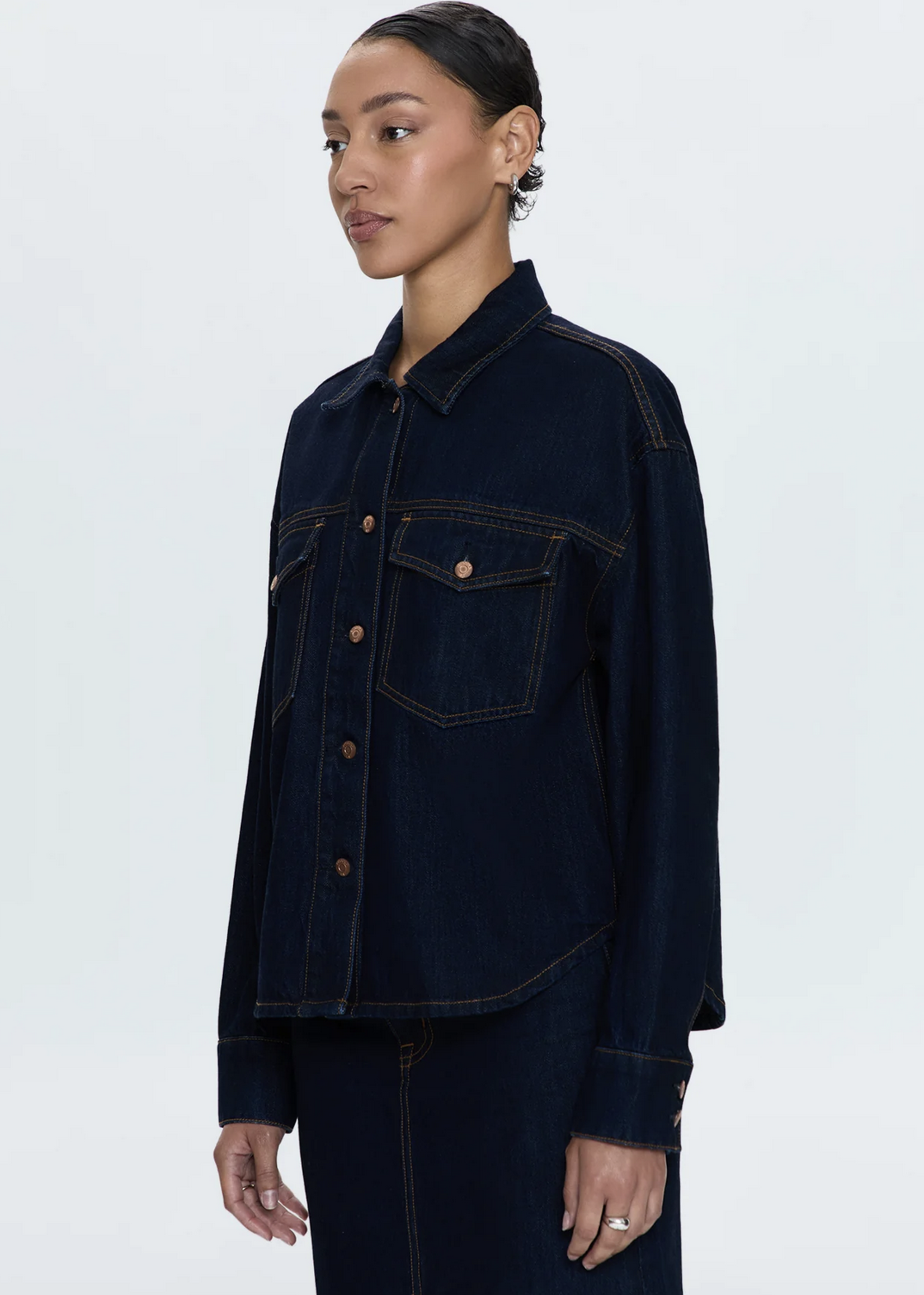 PISTOLA Mandy Crop Oversized Shacket