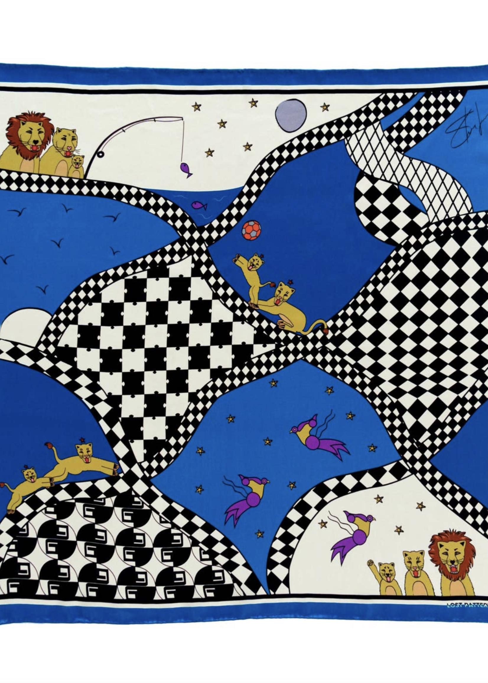Lost Pattern Silk Bandana Scarf