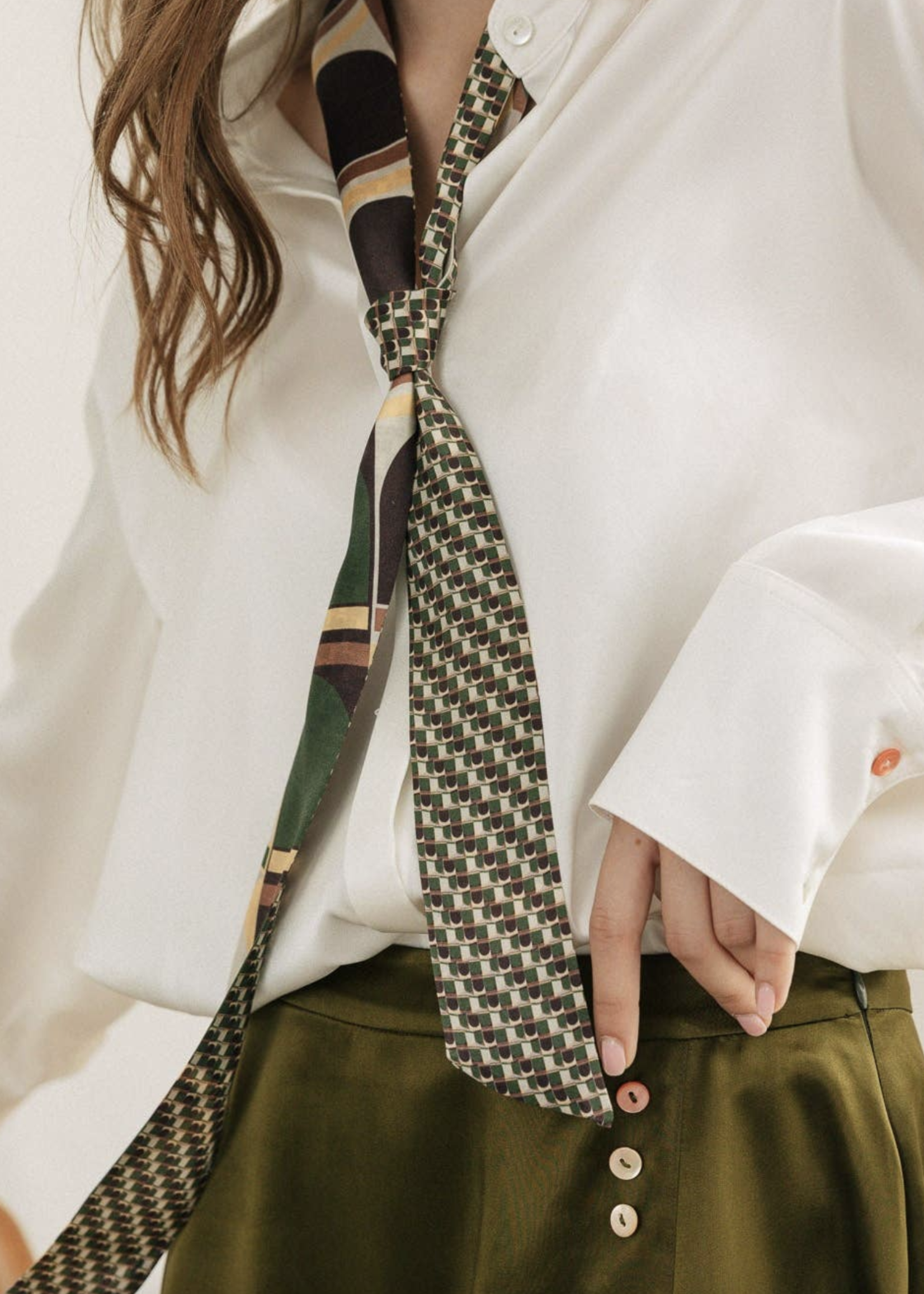 Lost Pattern Silk Skinny Scarf