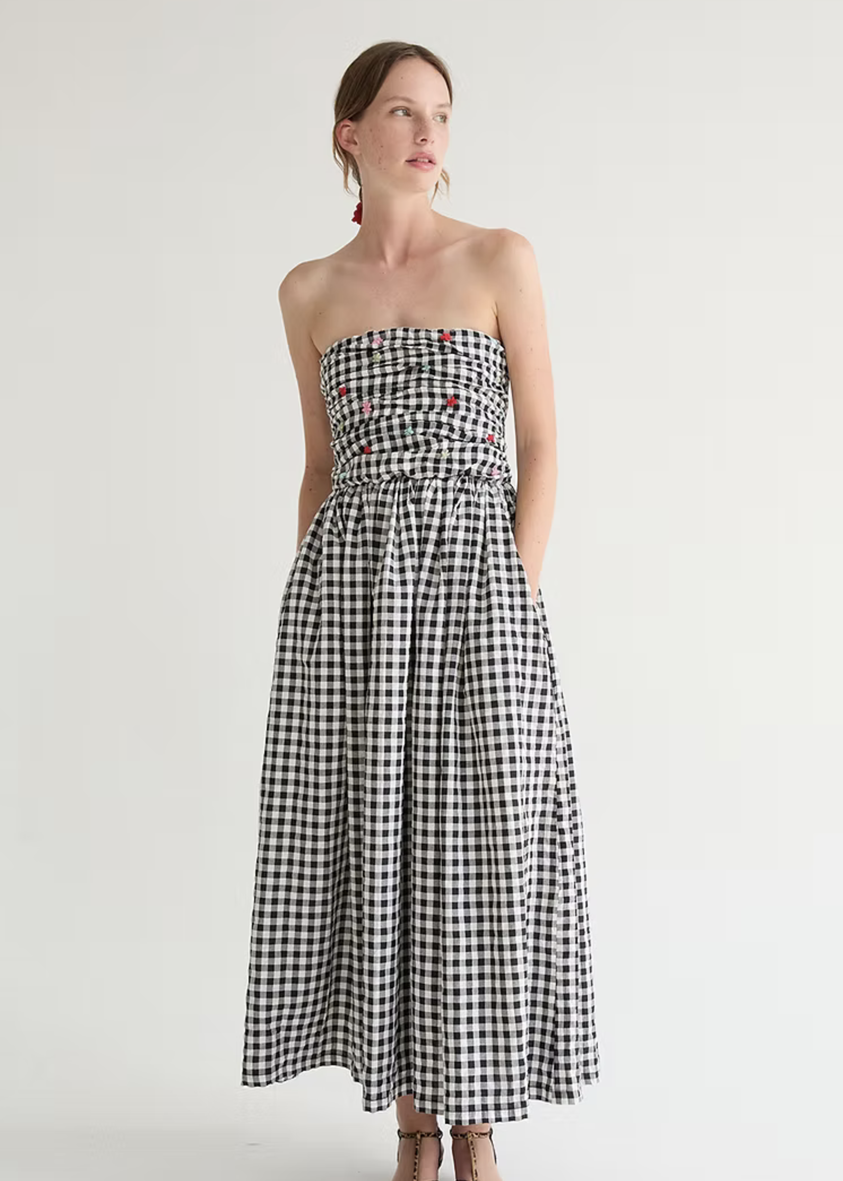 Tach Betsy Strapless Gingham dress