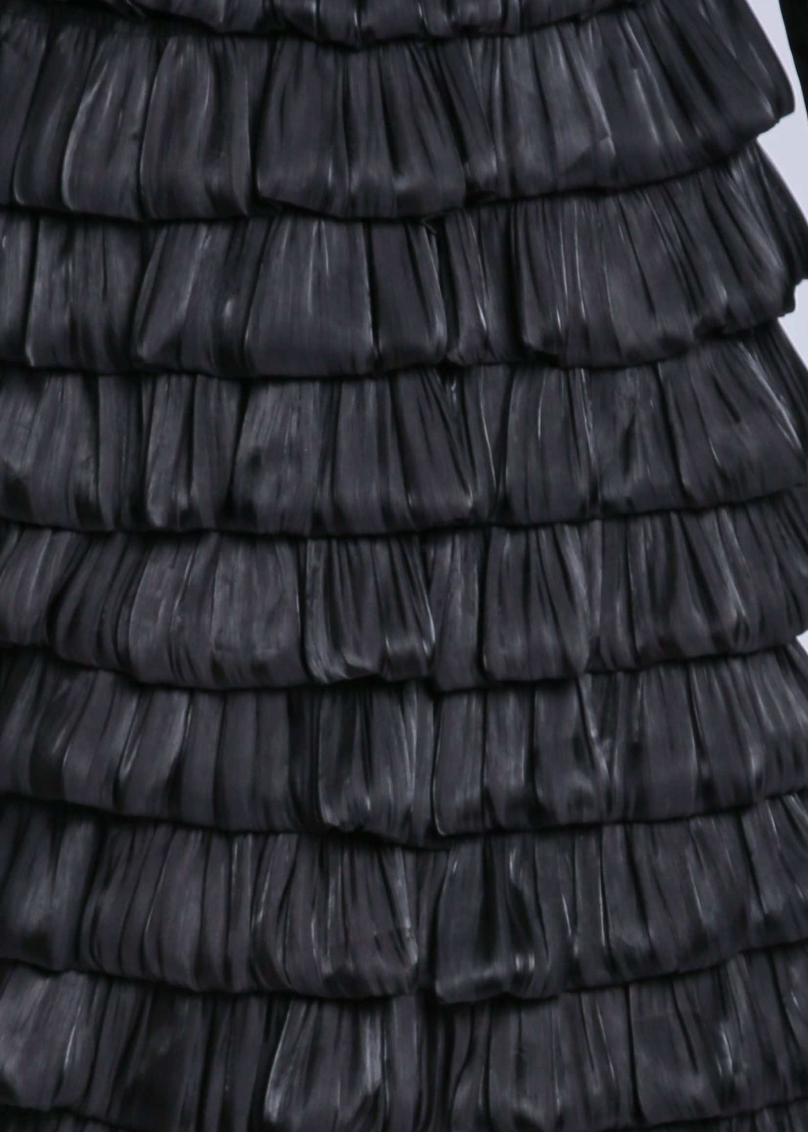 Beulahstyle Tiered Glossy Crinkle Textured A-line Midi Skirt