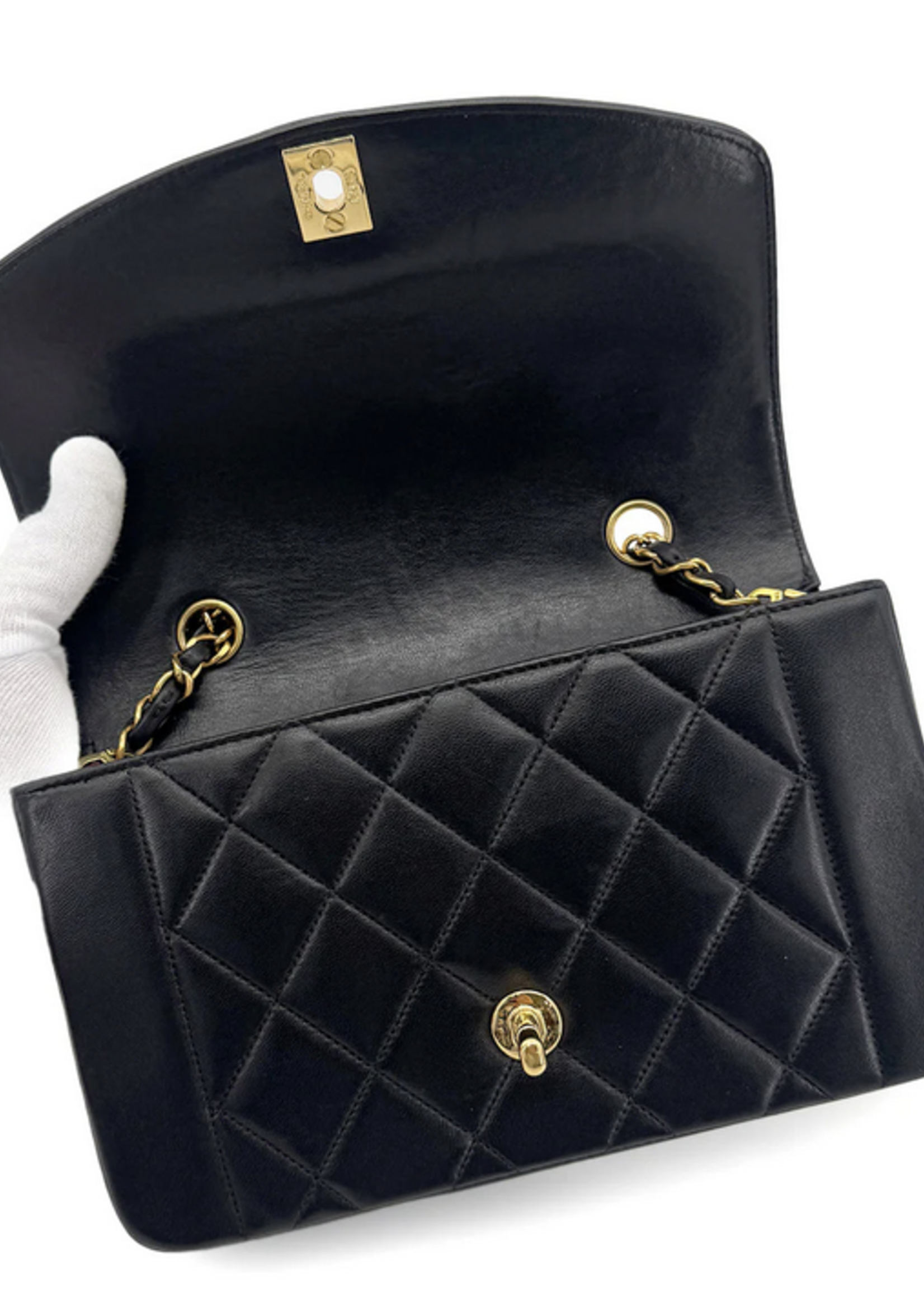 CHANEL Black Vintage Small Diana Flap