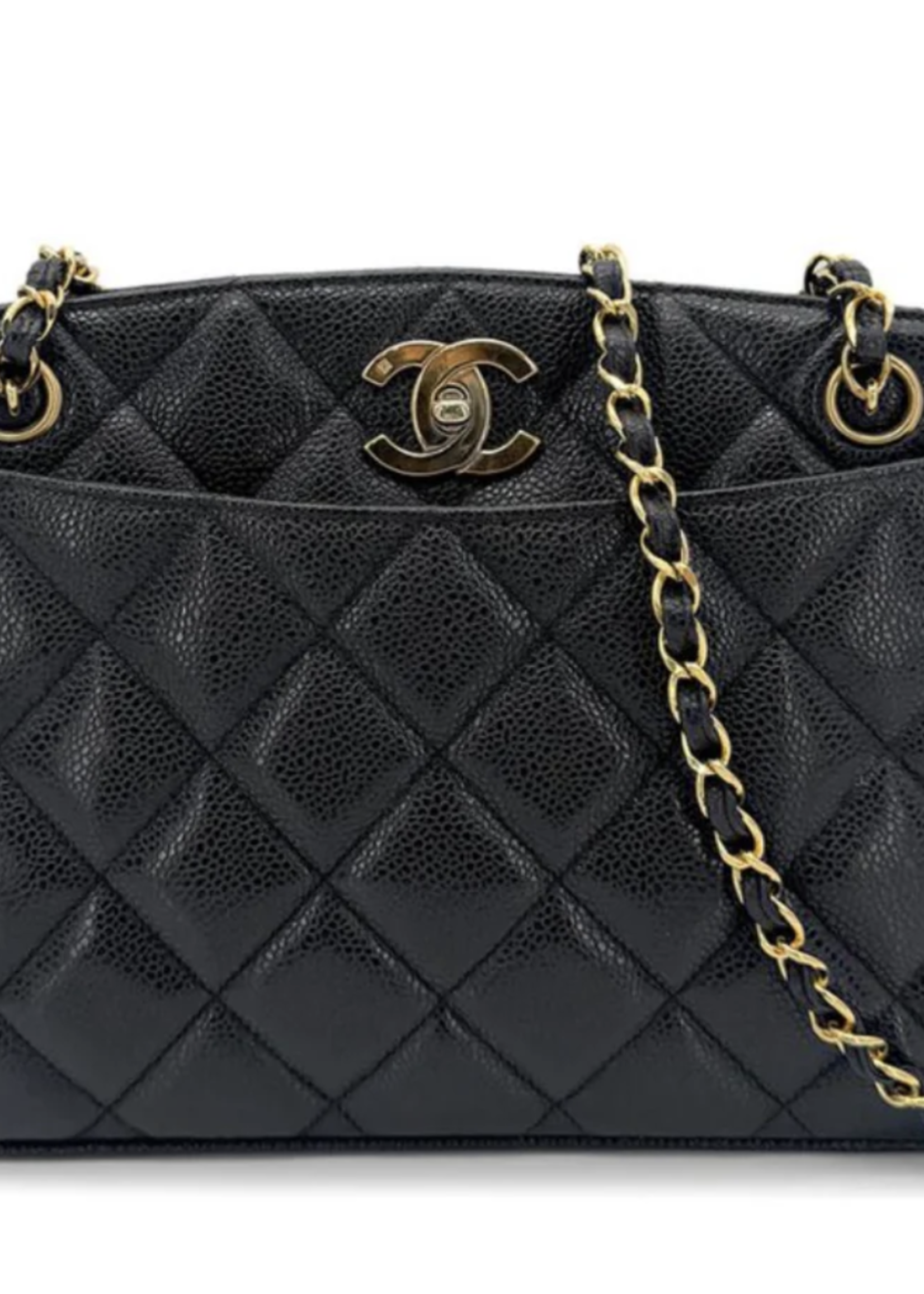 CHANEL Black Vintage Caviar Shoulder Tote