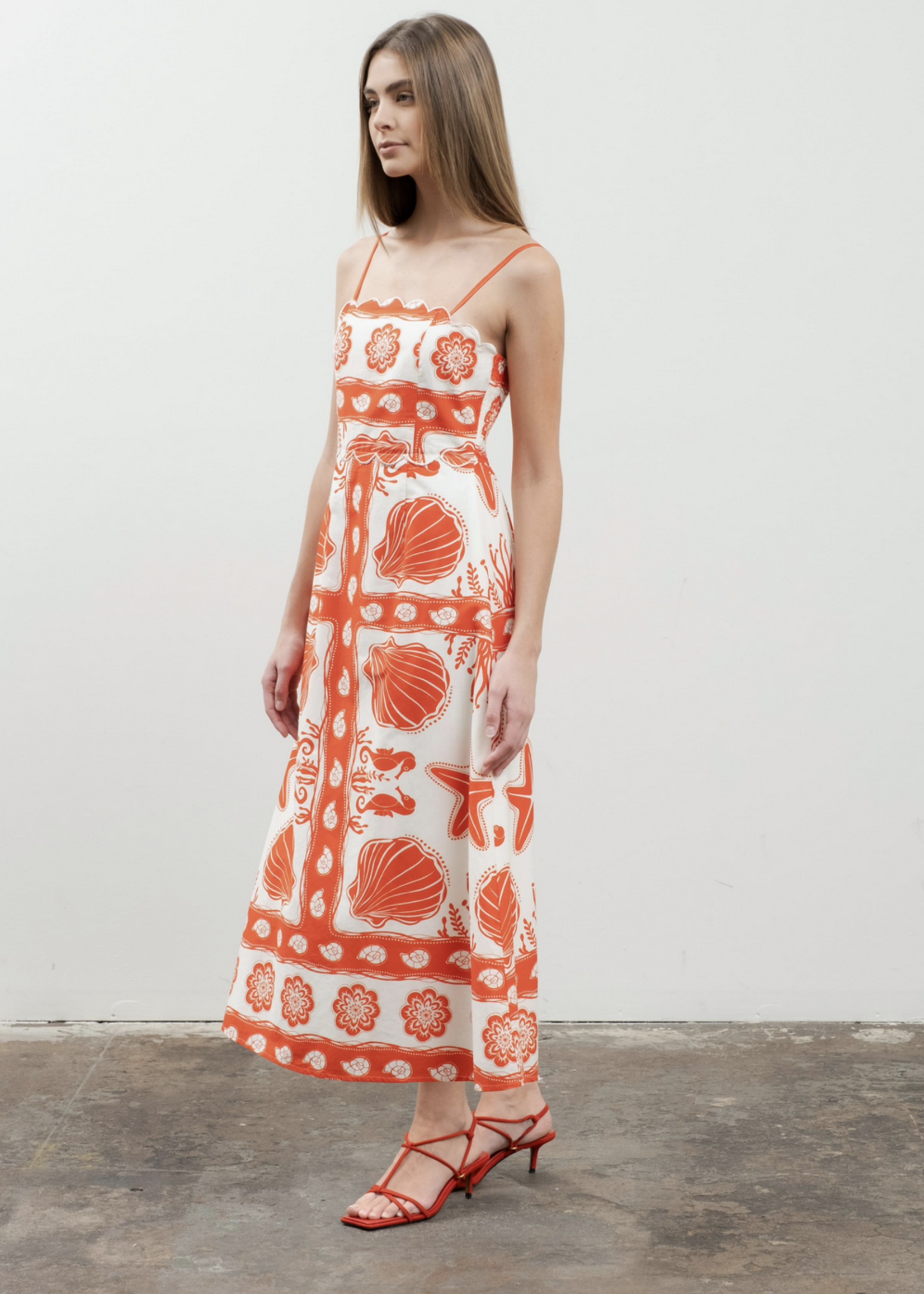 Moon River Spaghetti Strap Midi Dress
