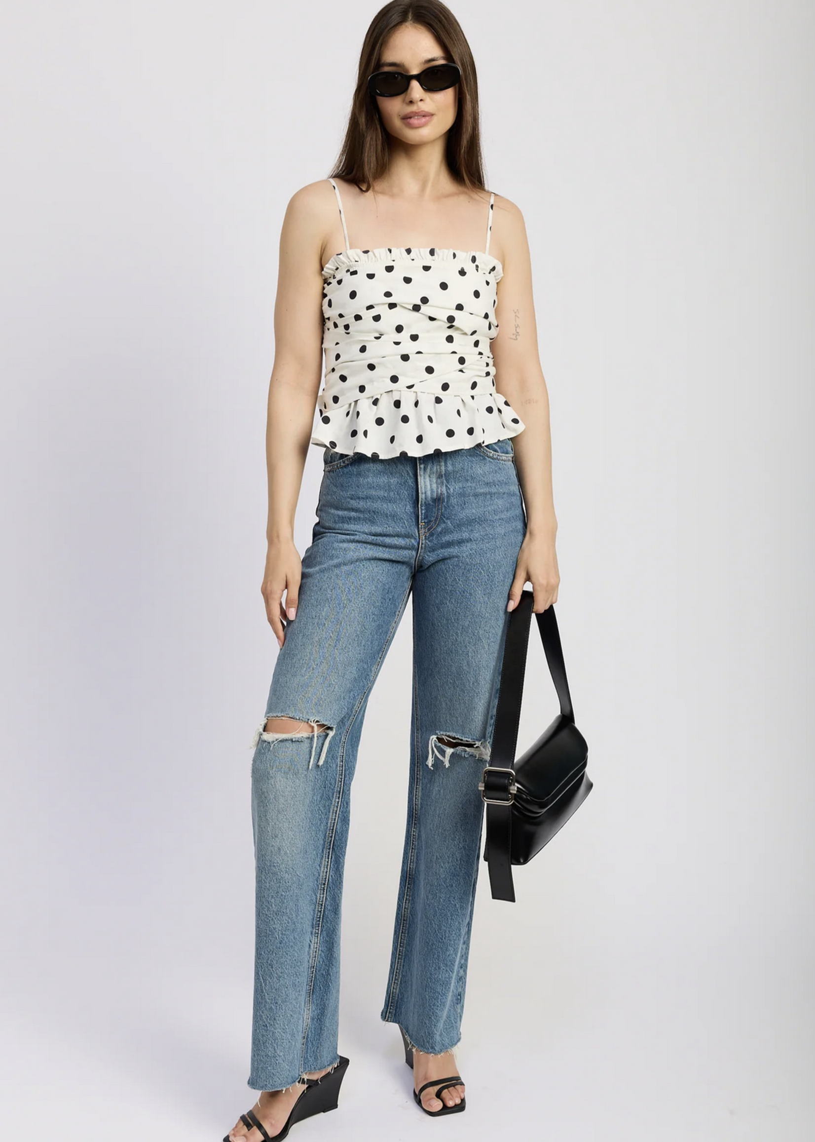 En Saison Smocked Wrap Peplum Top