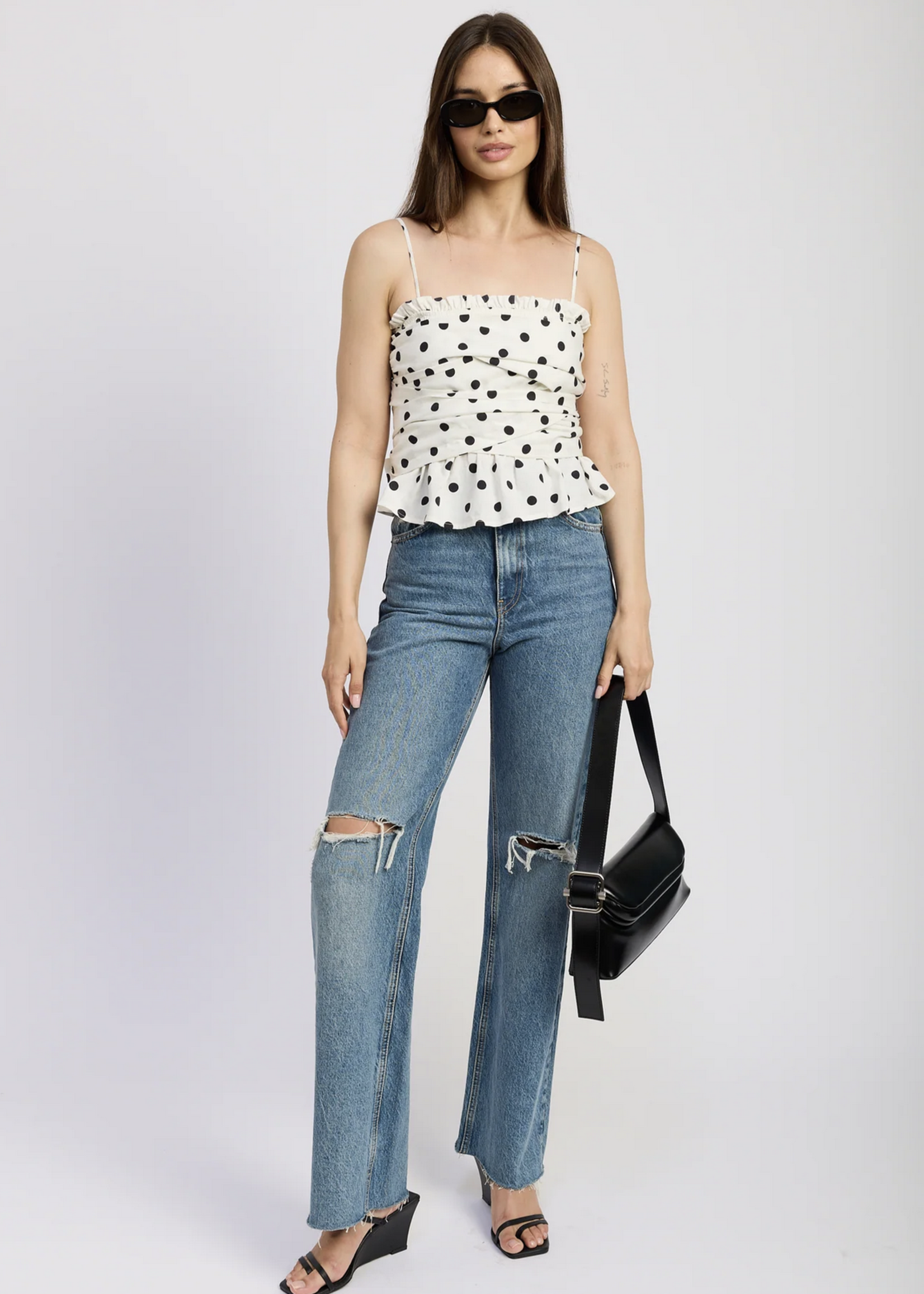 En Saison Smocked Wrap Peplum Top