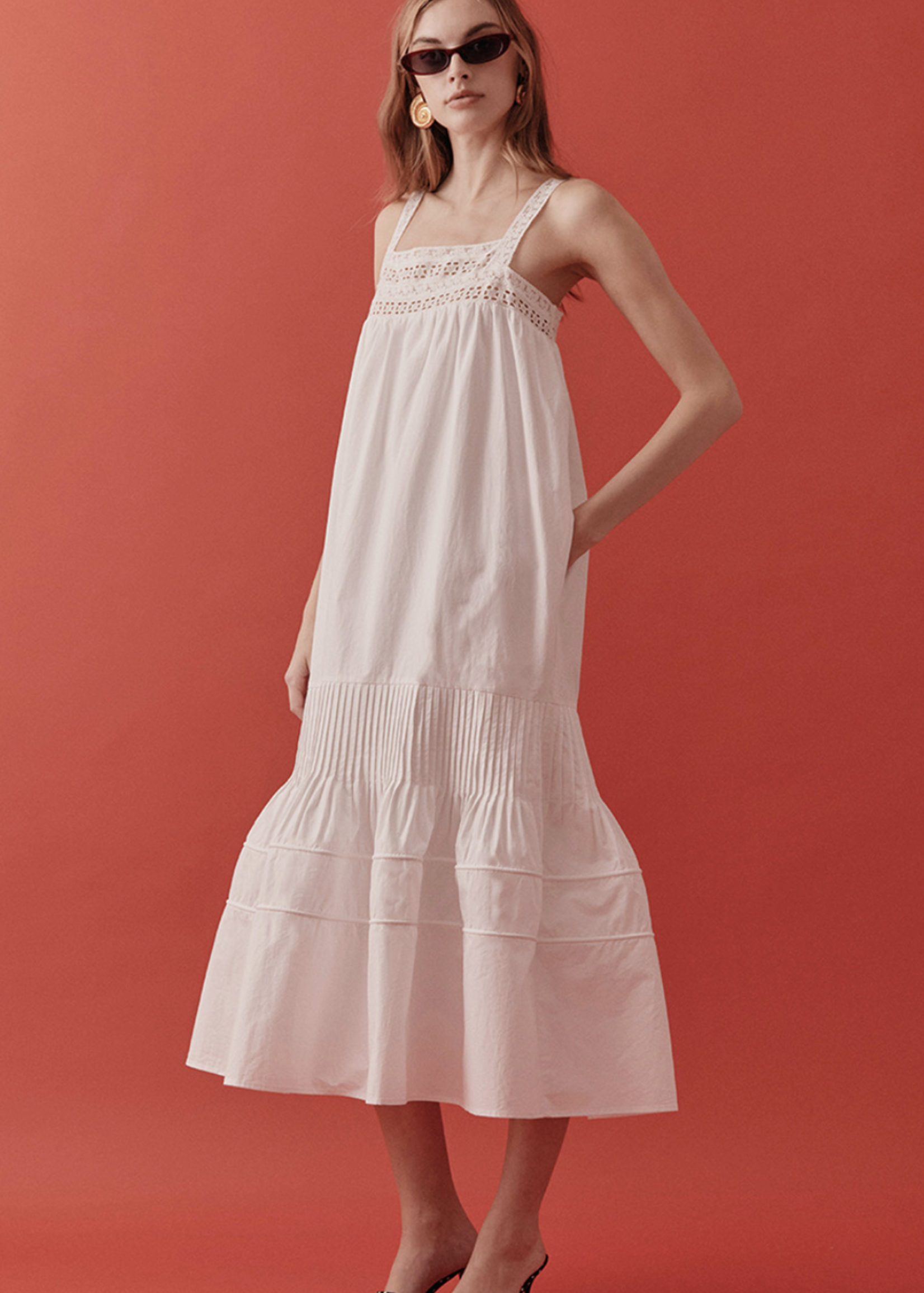Maude Club Lace and Pleat Midi
