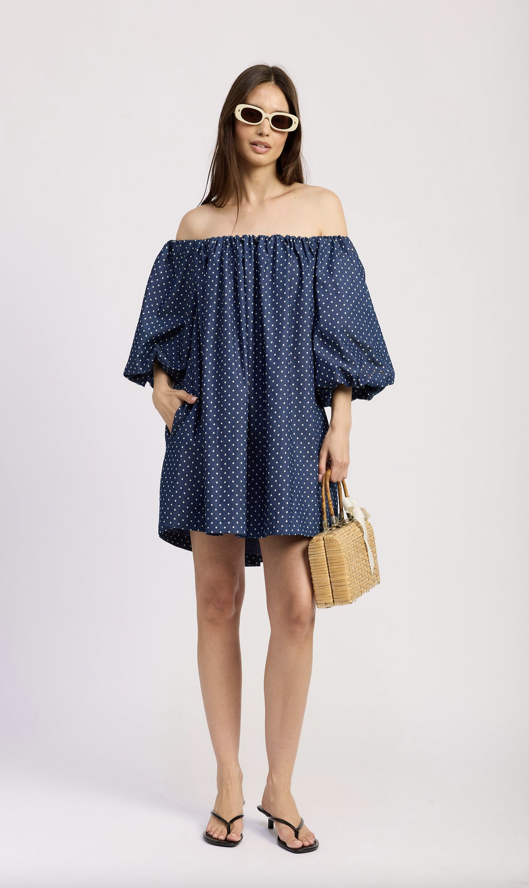 トップス leinwande Bubble Sleeve Mini Dress En Saison Bubble Sleeve Off Shoulder Mini Dress - Ladybird