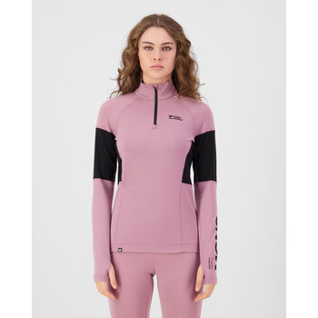Mons Royale W Olympus Merino Base Layer 1/4 zip Sierra Pink