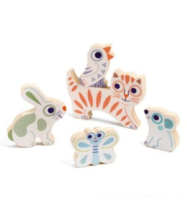 DJECO PUZZLE EN BOIS (5 MCX) - BABYANIMALI