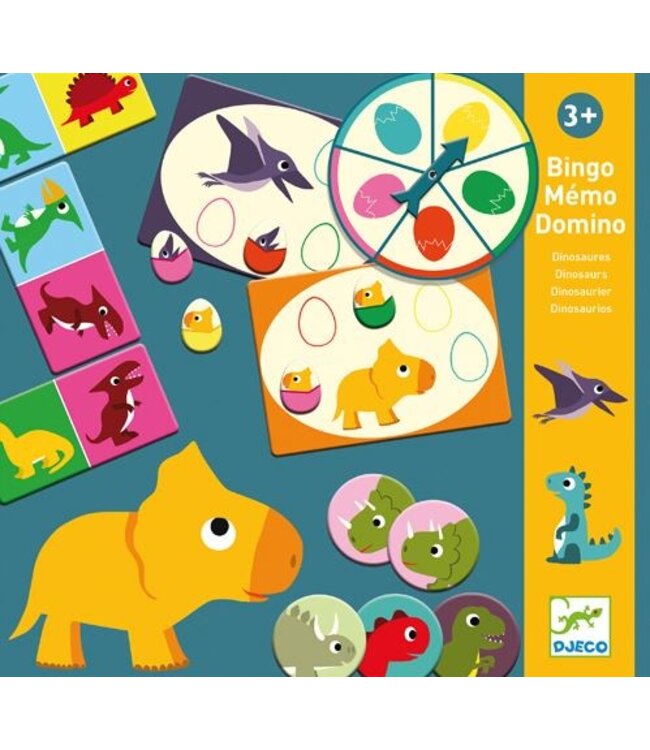 DJECO BINGO MÉMO DOMINO - DINOSAURES
