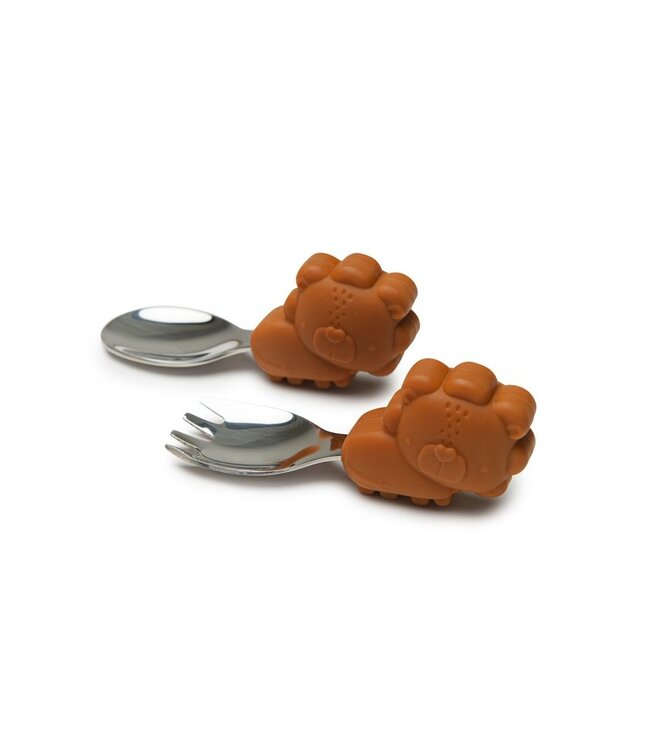 LOULOU LOLLIPOP ENS. CUILLÈRE/FOURCHETTE - LION