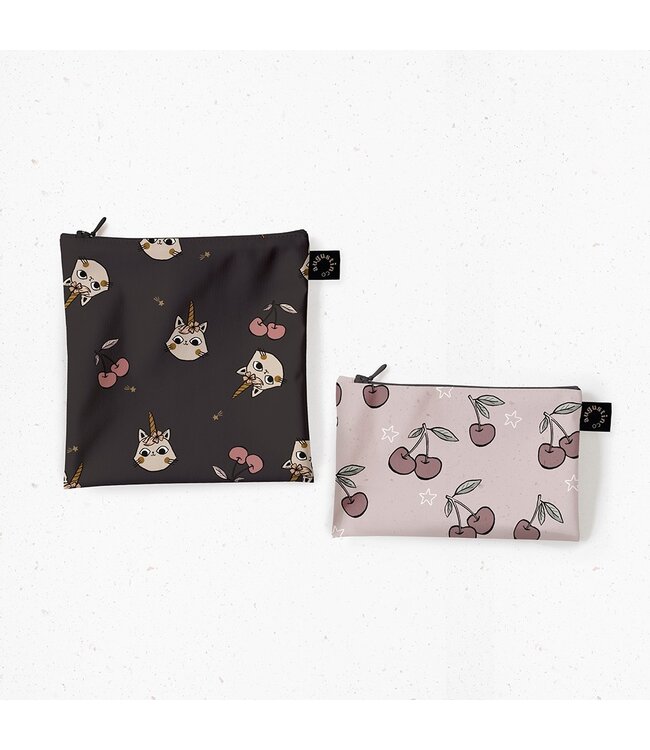 AUGUSTIN & CO. SAC À COLLATION CHAT-LICORNE & CERISES - DUO