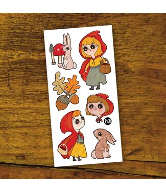 PiCO TATOO TATOUAGE TEMPORAIRE - PROMENADE D'AUTOMNE AVEC LE CHAPERON ROUGE