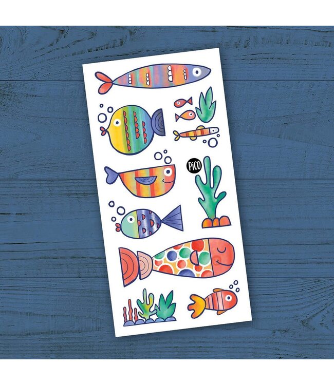 PiCO TATOO TATOUAGES TEMPORAIRES - LES POISSONS MULTICOLORES