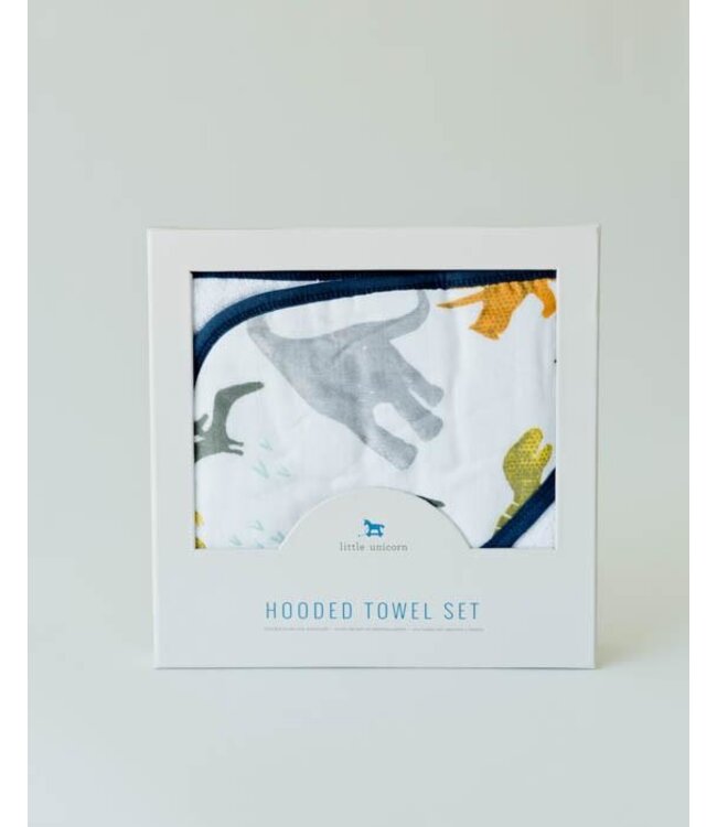 LITTLE UNICORN ENS. SERVIETTE & DÉBARBOUILLETTE - DINO FRIENDS