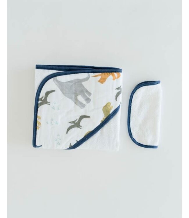 LITTLE UNICORN ENS. SERVIETTE & DÉBARBOUILLETTE - DINO FRIENDS