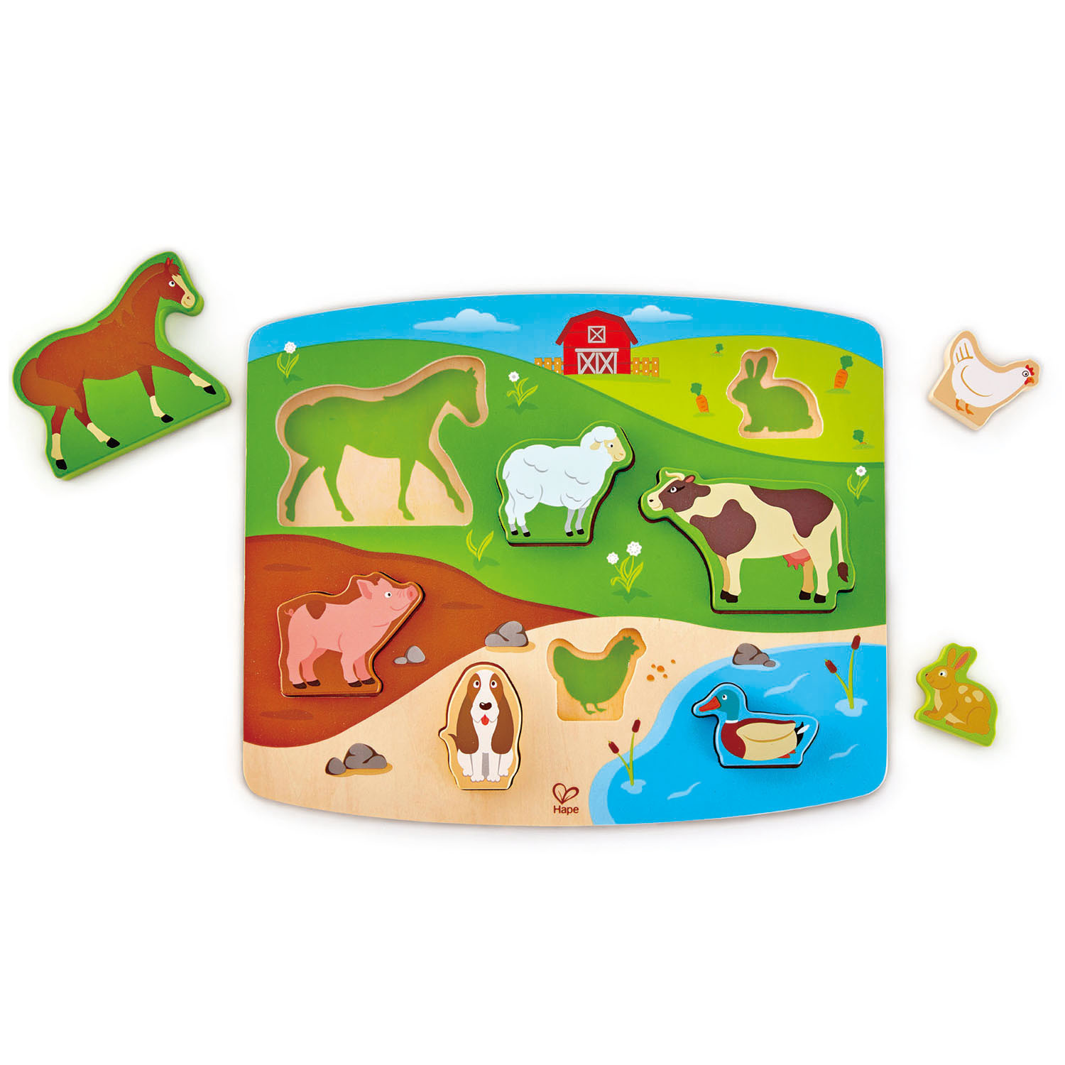 Coffret 4 puzzles bois : la ferme les animaux familiers les jouets la  campagne