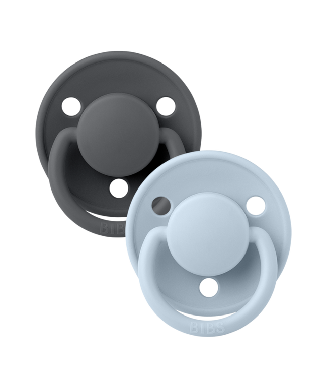 BIBS PACIFIER SUCES DE LUX (PQT 2) - IRON/BABY BLUE