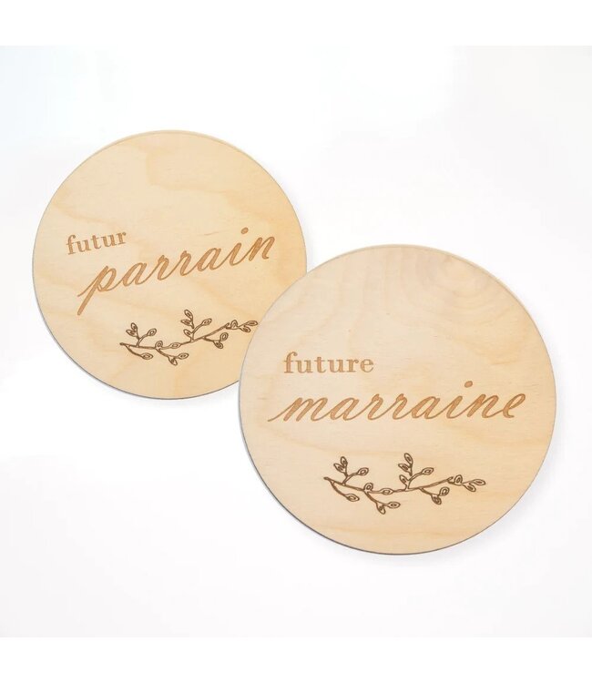 ADAM ET MILA PASTILLE DE BOIS - FUTUR PARRAIN