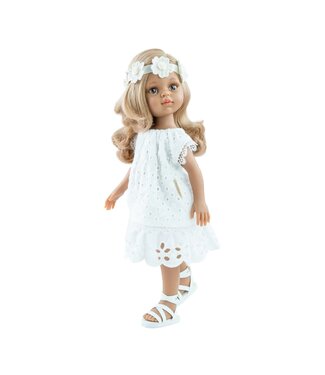 PAOLA REINA POUPÉE LUCIANA - ROBE BLANCHE ET BANDEAU FLEUR