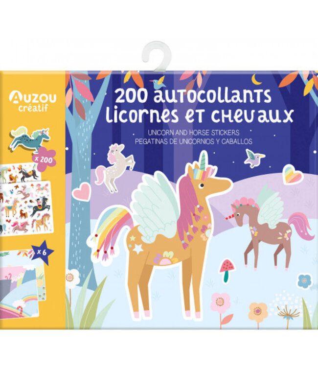 AUZOU MES 200 AUTOCOLLANTS -  LICORNES ET CHEVAUX