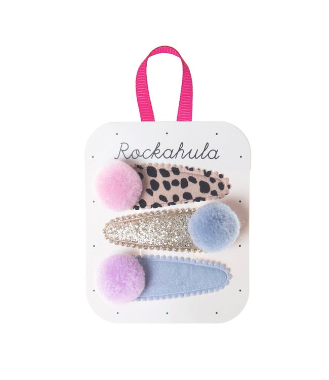 ROCKAHULA ENS. 3 BARRETTES - LUNA LEOPARD POM POM