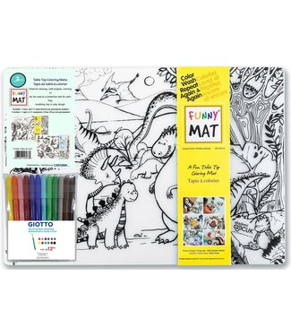 FUNNYMAT ENS. DE DEUX TAPIS + 12 CRAYONS (DINOS + POISSONS)