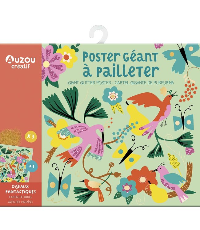 AUZOU POSTER GÉANT À PAILLETTER - OISEAUX FANTASTIQUES