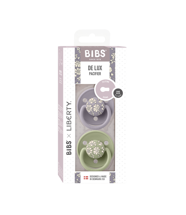 BIBS PACIFIER SUCES LIBERTY DE LUX (SILICONE) (PQT2) - CAPEL/SAGE MIX (ONE SIZE)
