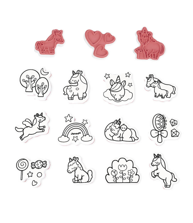 JANOD ENS. DE 15 STAMPINOO - LICORNES