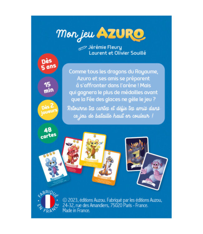 AUZOU JEU DE CARTES - AZURO LA BATAILLE DES DRAGONS