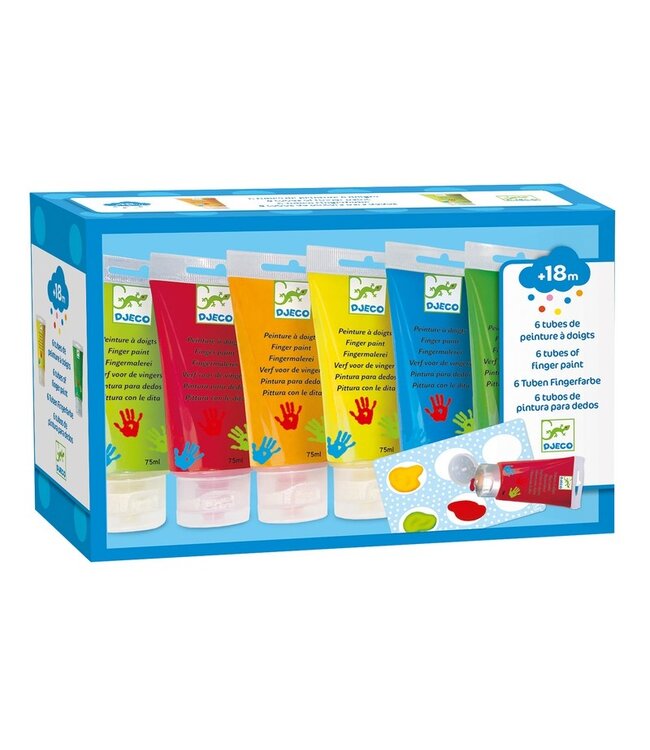 DJECO ENS. DE 6 TUBES DE PEINTURE À DOIGTS  - CLASSIQUE