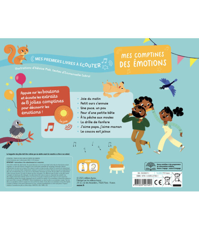 AUZOU MES 1ERS LIVRES À ÉCOUTER - MES COMPTINES DES ÉMOTIONS